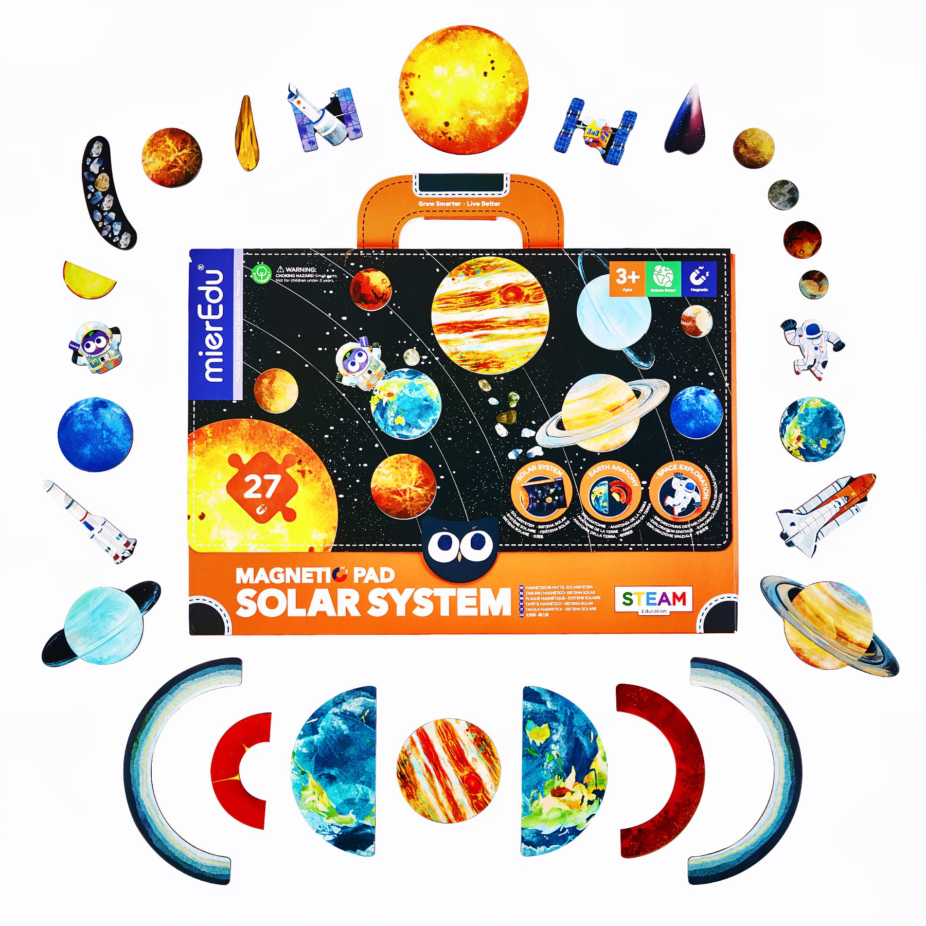 mierEdu Solar System for Kids,Planets Toys Create The Milky Way for Science STEAM Educational Preschool Early Learning Puzzle Interactive Play Kit, Space Toys for Kids 3 4 5 6 7 8