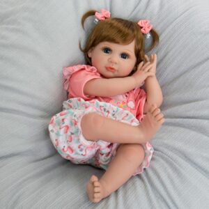 Aori Reborn Baby Girl Doll,22 in Realistic Newborn Baby Dolls,Adorable Lifelike Babies,Weighted Reborn Toddler with Flamingo Toy Gifts Set for Kids 3 Year Old