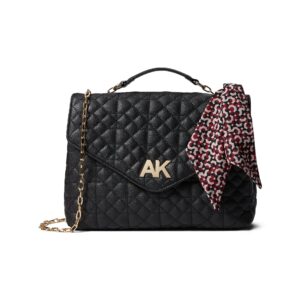 Anne Klein Womens Anne Klein quilted flap shoulder bag, Black, One Size US