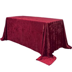 your chair covers - 90 x 132 inch rectangular crushed velvet tablecloth for 6 ft. rectangular tables wedding, party, dining, banquet and events - burgundy