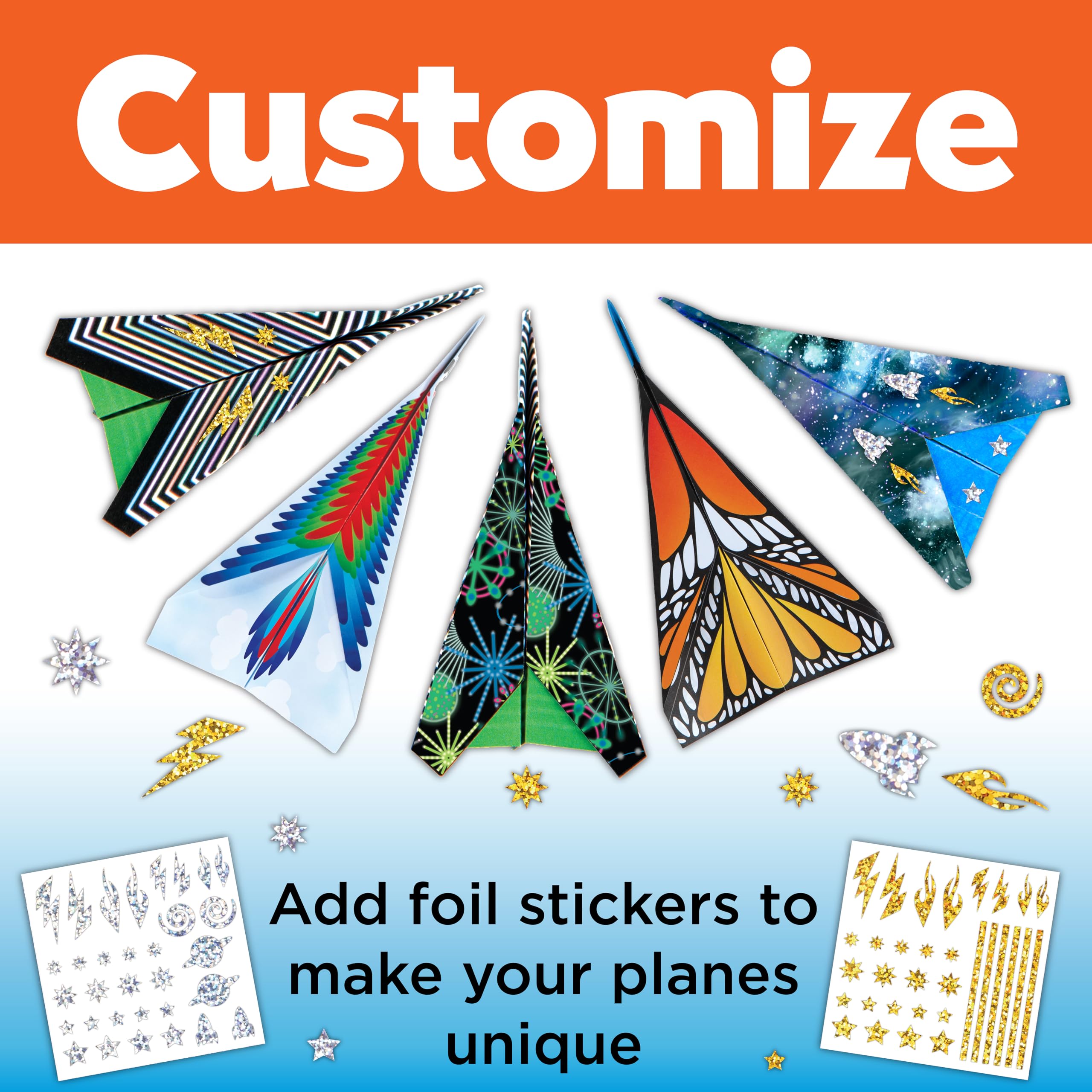 Creativity for Kids Stunt Squadron Fold & Launch Paper Airplanes: Create 80 Paper Airplanes, STEM Science Kit for Kids, Paper Airplane Craft Kit for Kids, Gifts and Toys for Boys Ages 6-8+