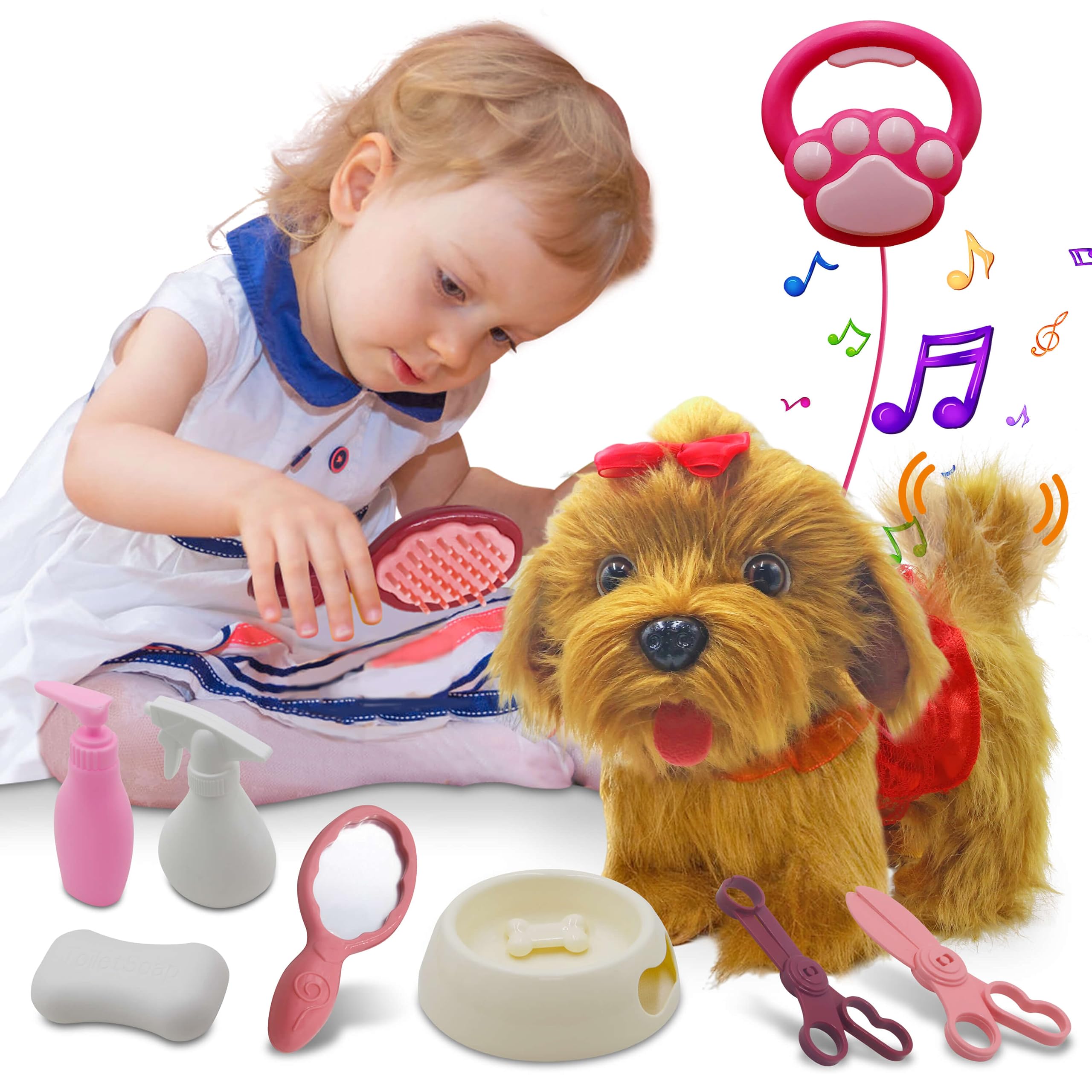 Toy Dog Walk and Bark, Sing, Tail, Lick, Repeat Toys for 2 +,3+,4+ Year Old Girl, Stuffed Puppy for Boys, Girls & Baby Gift Birthday Gifts