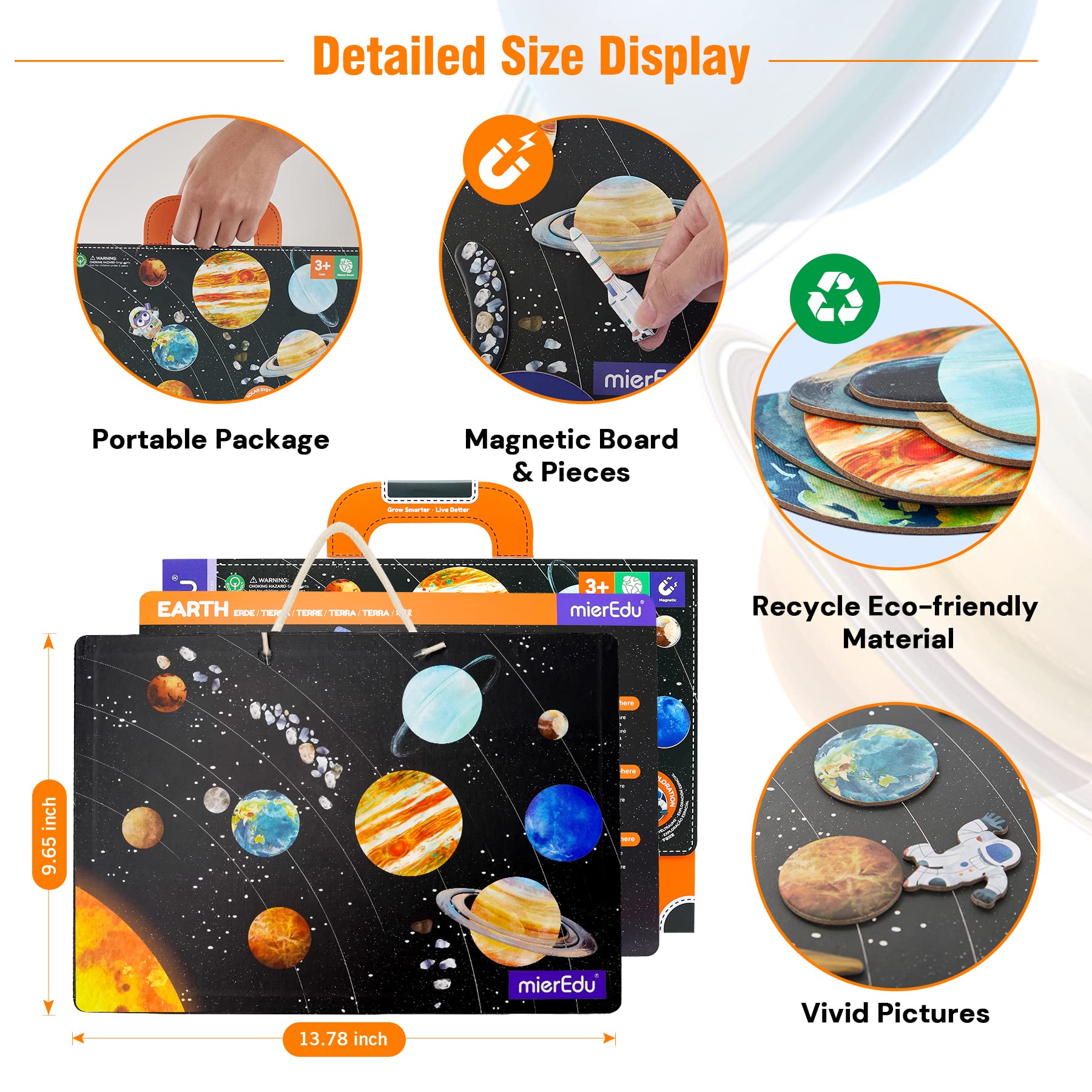 mierEdu Solar System for Kids,Planets Toys Create The Milky Way for Science STEAM Educational Preschool Early Learning Puzzle Interactive Play Kit, Space Toys for Kids 3 4 5 6 7 8