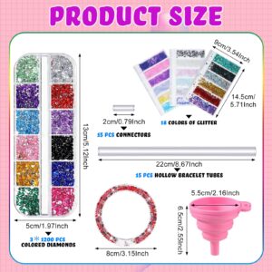 Nuogo 22 Pcs Make Your Own Glitter Water Bracelets Back to School Craft Kit for Girls 6+ Years Old Glitter Bracelet Fun Craft Kit for Girls Make Jewelry Kit School Classroom Birthday Party Gifts