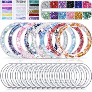 nuogo 22 pcs make your own glitter water bracelets back to school craft kit for girls 6+ years old glitter bracelet fun craft kit for girls make jewelry kit school classroom birthday party gifts