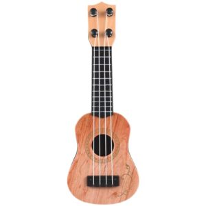 kisangel 1pc wooden kids ukulele toy toddler guitar classical instrument ukulele musical toy for preschool children ( light brown )