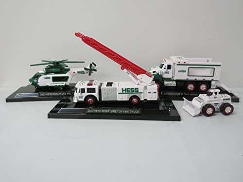 Hess Toy Truck 2022 Mini Collection - Fire Truck, Helicopter, and Truck with Front Loader