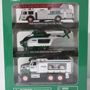 Hess Toy Truck 2022 Mini Collection - Fire Truck, Helicopter, and Truck with Front Loader