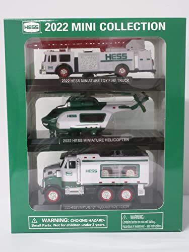 Hess Toy Truck 2022 Mini Collection - Fire Truck, Helicopter, and Truck with Front Loader