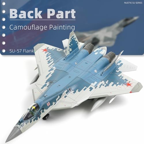 NUOTIE Sukhoi SU-57 Felon 1/72 Diecast Metal Aircraft Model Kit Russian Fifth Generation Fighter Alloy Pre-Build Military Airplane for Adults Enthusiasts Collections or Gift