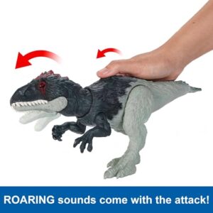 Mattel Jurassic World Dominion Wild Roar Eocarcharia Dinosaur Action Figure Toy with Sound & Attack Action, Plus Downloadable App & AR