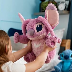 Disney Store Official Angel Medium Soft Toy for Kids, Cuddly Character with Fuzzy Texture and Embroidered Details, Flexible Floppy Ears, Plushy Suitable for All Ages.