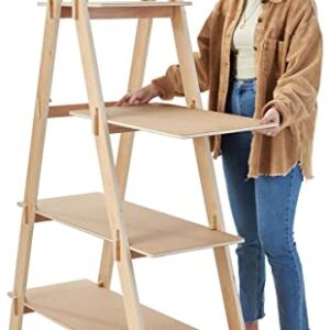 Displays2go Dandelion A-Frame Ladder Shelf Fixture, Eco-Friendly Plywood Material, Knockdown Design - Natural (DBAFSH1)