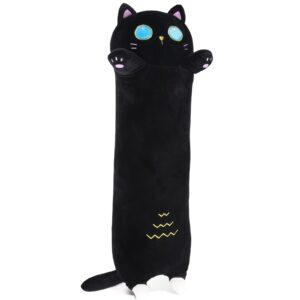 FFxiong 36" Black Long Cat Stuffed Animal Plush Toy Soft Body Pillow, Cute Cat Throw Pillow, Plushies Doll Gift for Girlfriend Kids Girls Boys Birthday Valentines Christmas