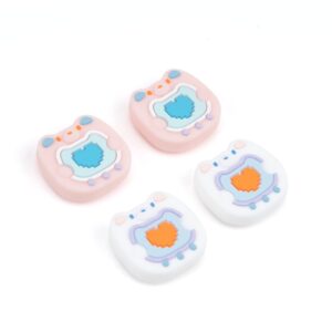 geekshare cute silicone joycon thumb grip caps, joystick cover compatible with nintendo switch/oled/switch lite,4pcs (pixel style)