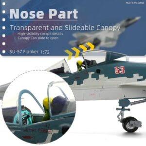 NUOTIE Sukhoi SU-57 Felon 1/72 Diecast Metal Aircraft Model Kit Russian Fifth Generation Fighter Alloy Pre-Build Military Airplane for Adults Enthusiasts Collections or Gift