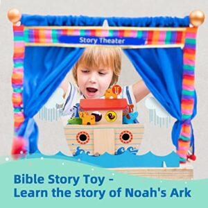 TOOKYLAND Wooden Noah's Ark Toys for Kids, Bible Story Toys Baptism Gifts for Girls and Boys, Animal Shape Sorter Toys Montessori Toys for 2 3 4 Year Old