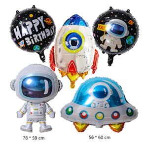 Borsgye Solar System Planet Astronaut Balloons Rocket Foil Balloons Big Mylar Number Helium Global Happy Birthday Garland Banner for Boy Kids Space Themed 8th Year Birthday Party Decorations