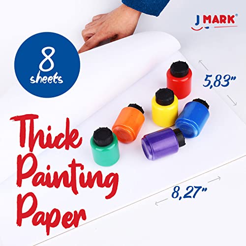 J MARK Toddler Painting Set – 38-Piece Set with Art Smock, 6 Washable Tempera Paints, Painting Paper, Brushes, Sponges, Painting Tools and Palette (Colors)