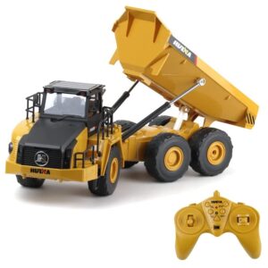 QIYHBVR RC Dump Truck 1/24 Scale 2.4G Remote Control Articulated Truck Construction Car Electronic Simulation Engineering Vehicle Toys for Kids Boys