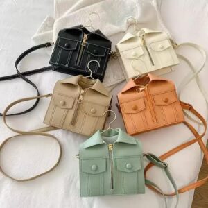 Unique Novelty Shirt Shaped Bags, Women Handbags, Ladies Fashion Chain Jacket Purse, New Crossbody Shoulder Bags for Girls (Khaki)