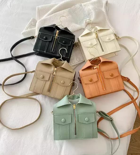 Unique Novelty Shirt Shaped Bags, Women Handbags, Ladies Fashion Chain Jacket Purse, New Crossbody Shoulder Bags for Girls (Khaki)