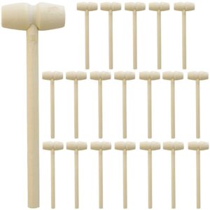 NODG 20 Pcs Mini Wooden Hammer Wooden Solid Crab Lobster Mallet Small Wooden Mallet Shell Wood Cracker Hardwood Hammer Pounding Toy for Breakable Heart Cracking Seafood Chocolate for Kids