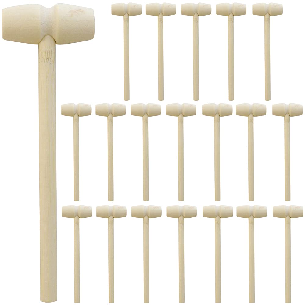 NODG 20 Pcs Mini Wooden Hammer Wooden Solid Crab Lobster Mallet Small Wooden Mallet Shell Wood Cracker Hardwood Hammer Pounding Toy for Breakable Heart Cracking Seafood Chocolate for Kids