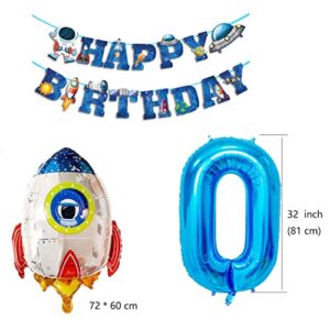 Borsgye Solar System Planet Astronaut Balloons Rocket Foil Balloons Big Mylar Number Helium Global Happy Birthday Garland Banner for Boy Kids Space Themed 8th Year Birthday Party Decorations