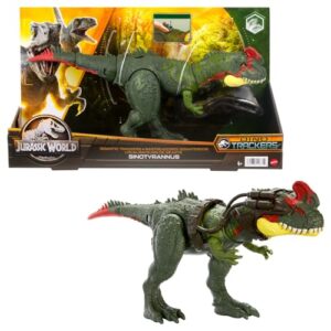 mattel jurassic world dominion gigantic trackers sinotyrannus action figure toy with attack motion & tracking gear