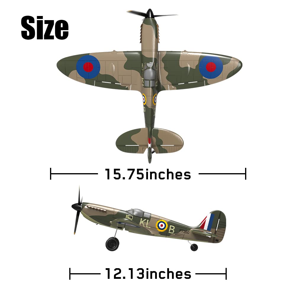 RC Plane Spitfire Fighter 2.4Ghz 4CH Remote Control Aircraft Ready to Fly for Adults Kids Airplane Radio Controlled Plane with Xpilot Stabilization System 761-12