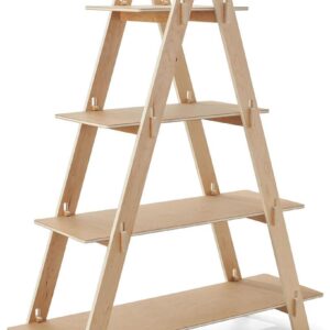 Displays2go Dandelion A-Frame Ladder Shelf Fixture, Eco-Friendly Plywood Material, Knockdown Design - Natural (DBAFSH1)