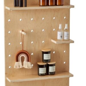 Displays2go Dandelion Pegboard Customizable Shelf Fixture, Collapsible Design, Eco-Friendly Plywood Material - Natural (DBMPBLG)