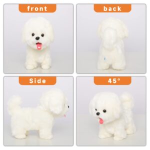 Robot Dog Pet Plush Interactive Maltese Simulation Dog-Realistic Puppy Dog Toy for Kids-with Walking, Barking, Wagging Tail & Talking-Like Real Robotic Present Pet Toy for Toddler Kids Girls Boys