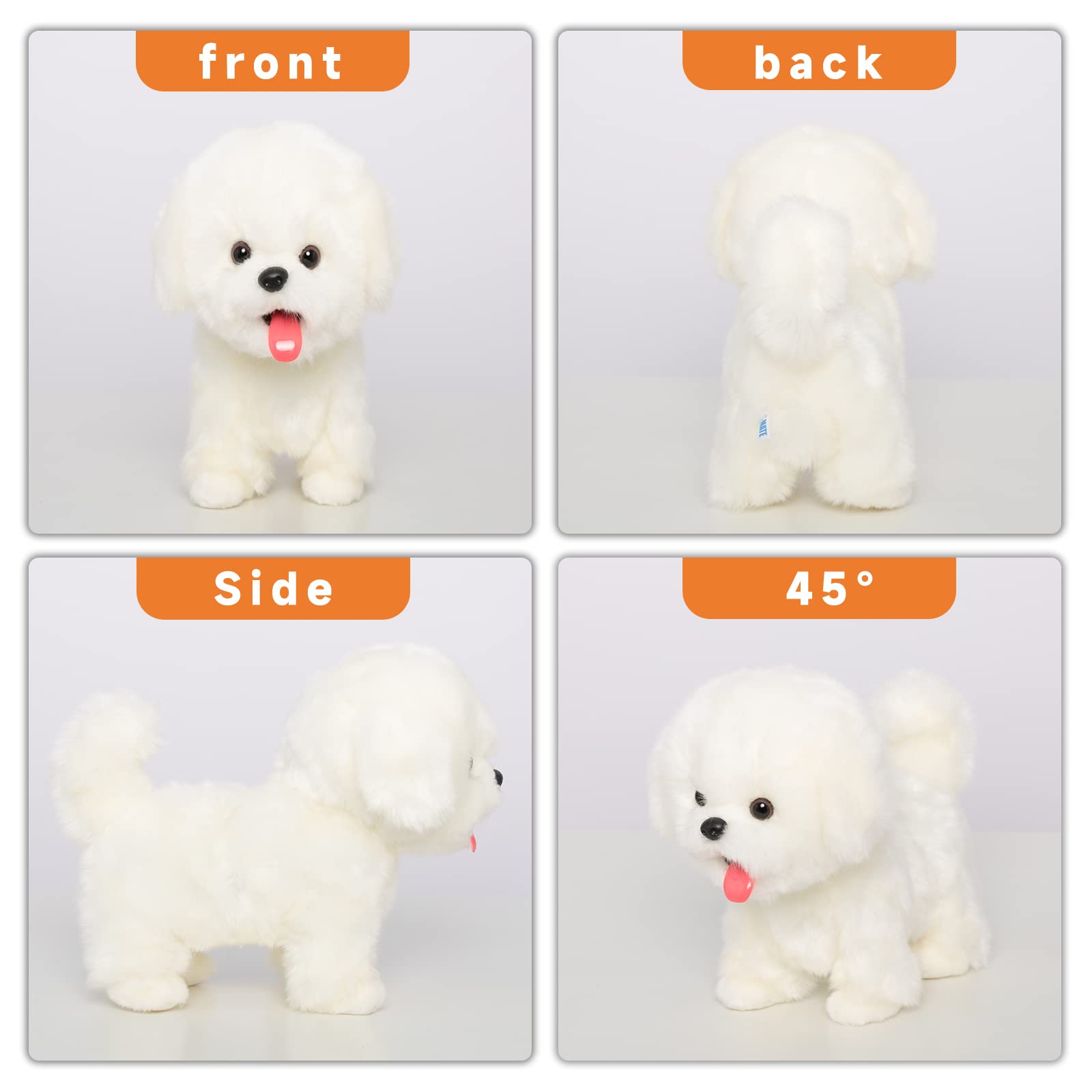 Robot Dog Pet Plush Interactive Maltese Simulation Dog-Realistic Puppy Dog Toy for Kids-with Walking, Barking, Wagging Tail & Talking-Like Real Robotic Present Pet Toy for Toddler Kids Girls Boys