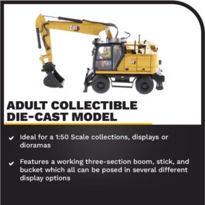 Diecast Masters 1:50 Scale Caterpillar M318 Wheeled Excavator | High Line Series Cat Trucks & Construction Equipment | 1:50 Scale Model Diecast Collectible Model 85956