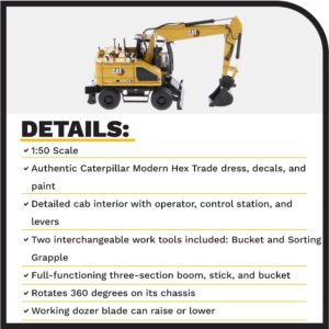 Diecast Masters 1:50 Scale Caterpillar M318 Wheeled Excavator | High Line Series Cat Trucks & Construction Equipment | 1:50 Scale Model Diecast Collectible Model 85956