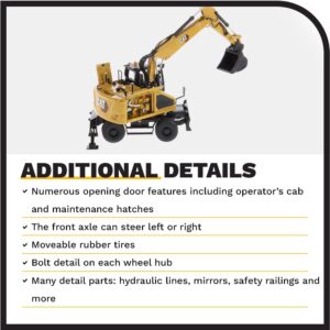 Diecast Masters 1:50 Scale Caterpillar M318 Wheeled Excavator | High Line Series Cat Trucks & Construction Equipment | 1:50 Scale Model Diecast Collectible Model 85956