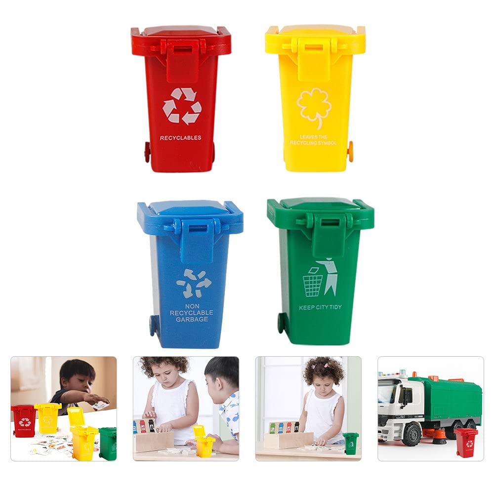 HANABASS Garbage Truck 12 Pcs Miniature Trash Trash Truck Garbage can Toy Recycle Toys Can， Garbage Truck Toy Garbage Cans