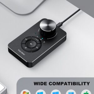 Vaydeer Multimedia Controller Knob with Mic-Mute Function and Safe Volume Range Setting, USB C Port Audio Adjuster Volume Controller Compatible with Win 7/8/10/11 and Mac OS.