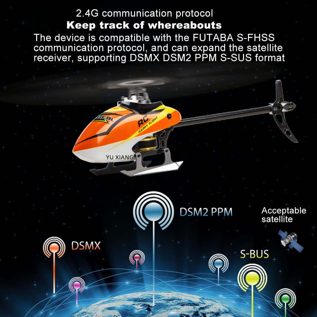 ZOSTER Electric RC Helicopter Model YUXIANG F180V2 2.4G 6CH 3D 6-Axis Dual Brushless Motors RTF Version Aileronless Aerobatic Helicopter Model for Kids Adult, Orange, 40 x 10 x 9 cm