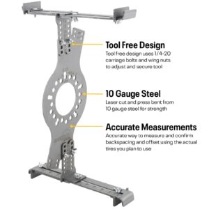 WheelWise™ Wheel Fitment Simulator Tire/Rim Fit Size Measuring Mockup Tool, Supports 14 to 20 Inch Wheel Diameters and 7 to 10 Inch Wheel Widths, 5-Lug Wheel Bolt Pattern