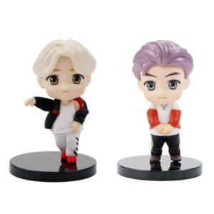 SurpriseSeptember 7pcs BTS Cake Toppers Character Set of Action Figures Toys，BTS Mini Figurines Dolls Birthday Party Supplies Car Desktop BTS Birthday Decorations (D)