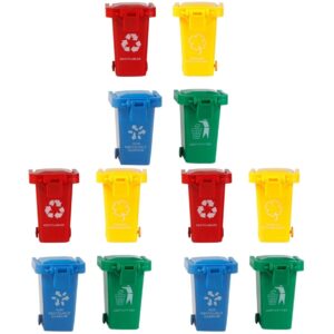 hanabass garbage truck 12 pcs miniature trash trash truck garbage can toy recycle toys can， garbage truck toy garbage cans