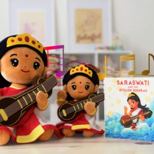 MODI TOYS Saraswati Devi Collection - Mantra Singing Plush Toys and Book | Ideal for Newborns, Infants, Toddlers, Grandparents | Best for Diwali, Baby Shower, Birthday, Housewarming