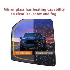 Left Driver Side Heated Mirror Glass Replacement For Ford F150 2015 2016 2017 2018 2019 2020 - for Ford F150 Power Side Mirror Glass with Blind Spot Detection System and Rear Holder