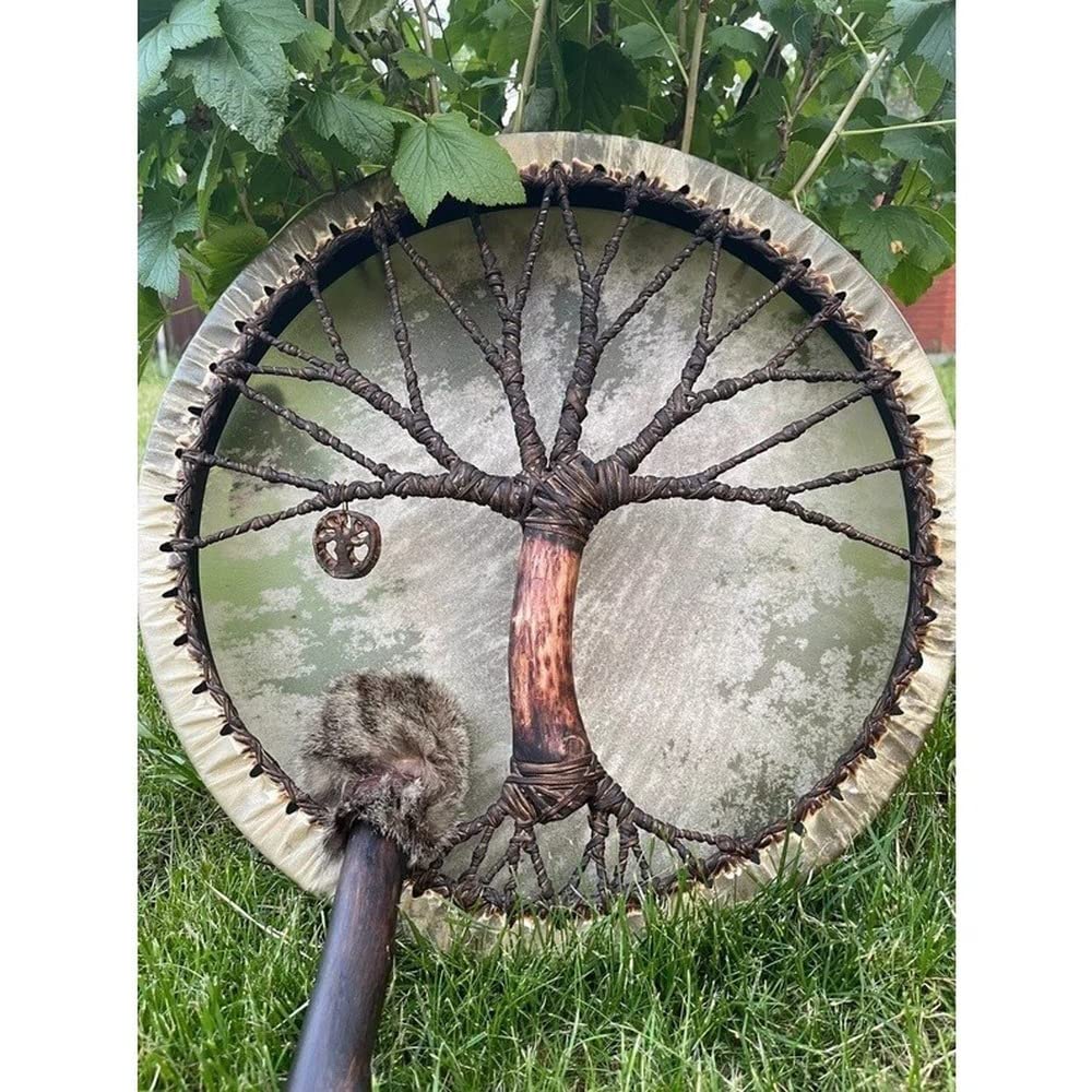 Drincoshow Tree of Life Flower Ring Drum Surface Siberian Qiufeng Drum Decorative Drum Festival Percussion Drum (Tree Drum)