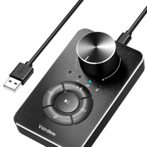 Vaydeer Multimedia Controller Knob with Mic-Mute Function and Safe Volume Range Setting, USB C Port Audio Adjuster Volume Controller Compatible with Win 7/8/10/11 and Mac OS.