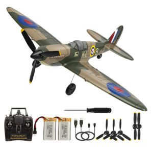 rc plane spitfire fighter 2.4ghz 4ch remote control aircraft ready to fly for adults kids airplane radio controlled plane with xpilot stabilization system 761-12