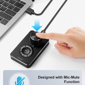 Vaydeer Multimedia Controller Knob with Mic-Mute Function and Safe Volume Range Setting, USB C Port Audio Adjuster Volume Controller Compatible with Win 7/8/10/11 and Mac OS.